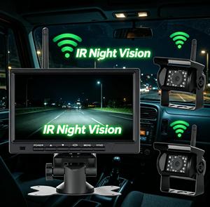 Kit Moniteur Sans Fil Robuste 7 Pouces, Caméra de Recul Sans Fil 720P/1080P avec Vision Nocturne IR pour Camions Semi-Remorques, Camions Miniers, Grues à Tour - Product Image 5
