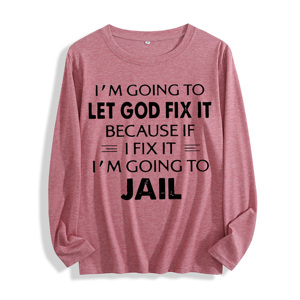 Tela suave "Voy <span class=keywords><strong>a</strong></span> dejar que Dios lo arregle cita ingeniosa gráfico" Camiseta de manga larga Multi colores - Product Image 4