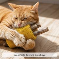 Jouet à mâcher pour animaux de compagnie en luffa naturel et bois de pomme, lot de 3 bâtonnets à mâcher pour le nettoyage dentaire des chats, des lapins et des petits animaux