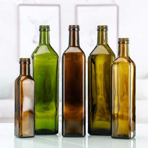 Bottiglie in <span class=keywords><strong>Vetro</strong></span> Quadrate per Olio d'Oliva 250ml-1000ml (<span class=keywords><strong>1</strong></span> <span class=keywords><strong>Litro</strong></span>) con Tappo a Vite, Vendita all'Ingrosso - Product Image 1