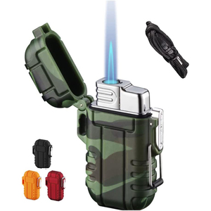 Encendedor de cigarrillos de Gas butano recargable con llama de chorro azul duradero, impermeable, a prueba de viento, antorcha de plástico portátil para fiesta, barbacoa, Camping - Product Image 1