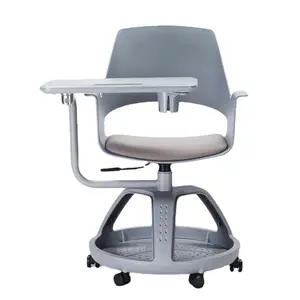 360 swivel student desk plastic Meeting chair Multipurpose chair school chair with writing pad