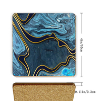 Sous-verres en bois MDF personnalisables en gros pour usine, avec base en liège, vierges pour sublimation, imprimables, formes ronde et carrée