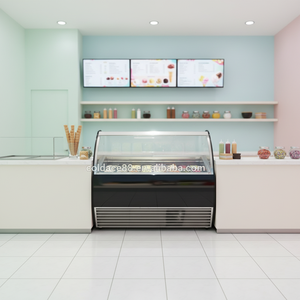 <span class=keywords><strong>Vetrina</strong></span> Refrigerata per Gelato Nera con Ventilazione Forzata 1,5m / Espositore per Gelato - Product Image 4