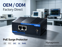 Protector Contra Sobretensiones PoE Industrial OEM/ODM de 1 Puerto 10/100M, 6KV, Montaje en Riel DIN, IP40, -40 a 75°C ℃   CE FCC para CCTV/Punto de Acceso Inalámbrico Hi-Net IPV101-6KV