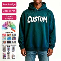 Sweat à capuche épais pour homme, personnalisé, 500 g/m², 100 % coton molletonné, impression sérigraphique vieillie, DTG, motifs graphiques complets, coupe classique