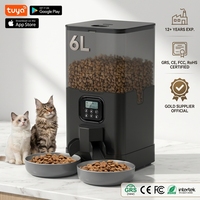 Distributeur automatique de nourriture pour animaux de compagnie 6L avec 2 bols en acier inoxydable, design moderne, alimentation programmée et fonction mémoire pour chiens et chats