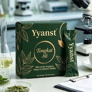 Café Énergisant Tongkat Ali pour Soutien Intérieur Doux et Vitalité Confidentielle 10g*10 Sachets Boîte Feuille Dorée Vert Foncé OEM Marque Privée Vente en Gros - Product Image 3