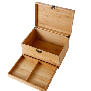 Desktop Double Layer <b>Lockable</b> Storage <b>Box</b> Rectangle Wooden Organizer For Office Documents Medicine Miscellaneous Items - Product Image 4
