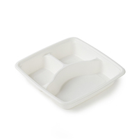 Boîtes à déjeuner à bento et bagasse jetables à 3 compartiments, 7 pouces, 20 paquets