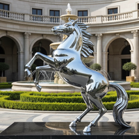 Escultura de Caballo de Tamaño Real en Acero Inoxidable, Tallada y Grabada en 3D, Moderna y Personalizada, para Publicidad Exterior y Decoración de Centros Comerciales
