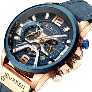 นาฬิกาควอตซ์กันน้ำ Curren 8329 รุ่นใหม่ นาฬิกาข้อมือผู้ชาย โครโนกราฟ สีทอง สปอร์ต สำหรับผู้ชาย - Product Image 1