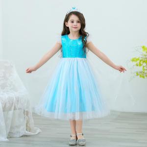 2020 fashion sequined sleeveless <span class=keywords><strong>Frozen</strong></span> <span class=keywords><strong>elsa</strong></span> dress for kids party - Product Image 3