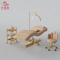 Table de massage pour traitement électrique de luxe rose, extension de cils pour salon de beauté du visage, lit incurvé pour salon de beauté