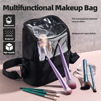 Sac cosmétique transparent en PVC, porte-pinceaux de maquillage, grande capacité, fermeture éclair, bandoulière, voyage, personnalisé