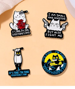 Chat et fleur Badge Anime périphérique série personnages de dessins animés broche broches pour hommes pour sac ou cadeau - Product Image 3