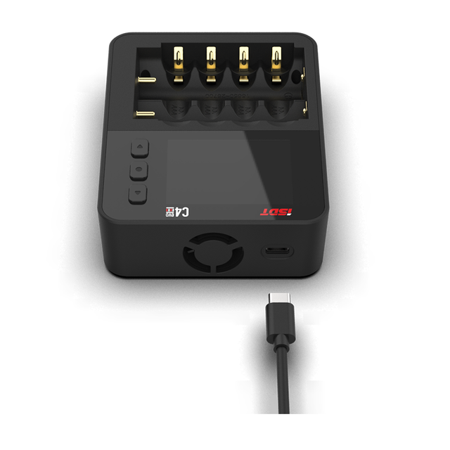 ISDT C4 EVO Smart Charger Type-C QC3.0 8A for AA AAA Li-ion Battery IPS Display Screen Fire Prevention for Vehicles Remote
