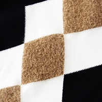 Benutzer definierte Kleidung Hersteller Low Moq Großhandel Oem Karneval Schwarz Argyle Pullover Kaschmir Nerz Intarsia Strick pullover Frauen