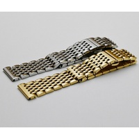 Bracelet de montre en acier inoxydable à extrémités courbes 18mm 19mm 20mm 21mm 22mm, bracelet de remplacement avec fermoir papillon, argent et or