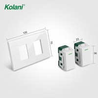 Interrupteur lumineux modulaire OEM blanc brillant 2 modules, taille 120, 16A 250V, panneau de module de prise combinable DIY pour projets d'appartements et d'hôtels