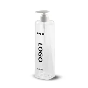 1L 1 Liter PET-Kunststoff Klare runde Pump flasche mit quadratischem Boden für den Shampoo-Duschgel-Conditioner-Verpackungs behälter