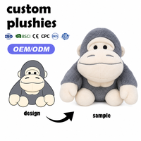 Peluche Gorille Assis Adorable, Jouet en Peluche Doux Gris, Poupée Singe Rembourrée, Cadeau d'Anniversaire pour Enfants, Cadeau de Baby Shower, Décoration de Canapé Personnalisée OEM
