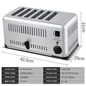 Tostadora Comercial Multi Rebanadas, Tostadora Eléctrica de Pan de <span class=keywords><strong>4</strong></span> y 6 Rebanadas <span class=keywords><strong>para</strong></span> Hacer Tostadas - Product Image 6