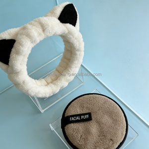Kit de beauté en flanelle réutilisable avec logo personnalisé, bandeau oreilles de chat 3D et éponge faciale imperméable <span class=keywords><strong>pour</strong></span> spa et <span class=keywords><strong>yoga</strong></span> – Vente en gros - Product Image 5