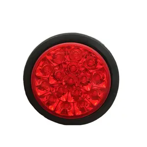 1PCS Red Amber Clear 4" Inch Round Drive/Turn/Brake LED Tail Light 24V Indicator for Heavy-duty Truck Trailer Lorry
