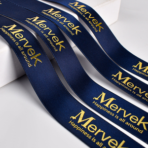 Hot bán thân thiện với môi tùy chỉnh tên thương hiệu <span class=keywords><strong>Luster</strong></span> Quà Tặng <span class=keywords><strong>Ribbon</strong></span> 3D Lá vàng in satin Grosgrain Logo giáng sinh hanukkah - Product Image 1