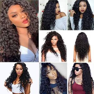 Échantillons gratuits de tissages et de perruques, perruques en dentelle complète avec cheveux de bébé, perruque frontale en dentelle complète HD sans colle, cheveux humains, vague d'eau, pour femmes noires - Product Image 4