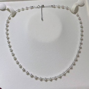 Collar de Plata S925 con Perlas de Agua Dulce Aurora Dispersas, Cadena para Clavícula con Perlas Redondas Pequeñas de 4-5mm, Collar en Capas - Product Image 1