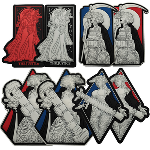 Patch in PVC Ecologico Termoadesivo con Effetto Fluorescente 3D in Rilievo della Dea della Giustizia per Cappelli - Product Image 1