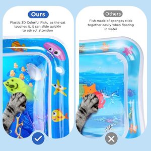 Estera de agua para gatos iluminada multicolor, agua para gatos antiarañazos con peces flotantes, juguete interactivo para gatos, ejercicio, caza, juguetes para gatitos - Product Image 5