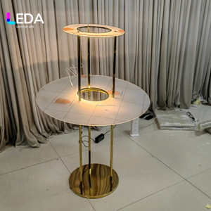 LEDA - Centro de Mesa de Acero Inoxidable Dorado Brillante de Alta Calidad para Bodas, Soporte para Flores, Decoración para Fiestas y Bodas - Product Image 3