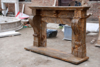 Cheminée en marbre brun avec manteau de cheminée sculpté, design français moderne personnalisé, en pierre naturelle, pour décoration intérieure de villa, autoportante, avec sculptures classiques