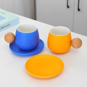 M Taza <span class=keywords><strong>de</strong></span> café <span class=keywords><strong>de</strong></span> cerámica con Juego <span class=keywords><strong>de</strong></span> platillos Taza creativa linda con diseño <span class=keywords><strong>de</strong></span> mango <span class=keywords><strong>de</strong></span> madera redondo <span class=keywords><strong>para</strong></span> oficina y 11oz <span class=keywords><strong>para</strong></span> Latte <span class=keywords><strong>Te</strong></span> - Product Image 2