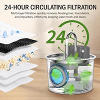 Fontaine à eau automatique pour animaux de compagnie en acier inoxydable, 3,2 L, faible bruit, affichage, vente en gros directe usine