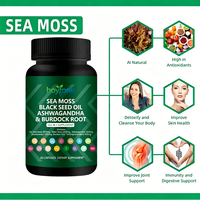 Capsules végétaliennes 10-en-1 OEM sous marque privée pour adultes : Huile de graines noires, Ashwagandha, Racine de bardane, et Algues Marines – Soutien immunitaire et énergétique