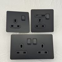 Interrupteur à bascule mural 1234 Gang, panneau en acier inoxydable doré et noir, prise universelle UK 13A, AC 250V, variateur moderne, USB-C