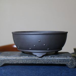 Yixing Purple <b>Clay</b> Bonsai <b>Pot</b> Round Drum Shape Handmade Breathable Desktop Planter - Product Image 4