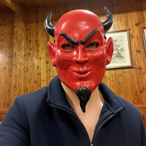 Spooky Bull Horn Máscara de Halloween Terrorífico <span class=keywords><strong>Red</strong></span> Devil Face Cosplay Prop Scary Party Costume Aterrador Disfraz Accesorio - Product Image 4