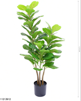 Künstlicher Ficus-Baum mit Blättern und Pflanzgefäß, 1,5 m hoher Kunstbaum mit Naturholzstamm für Heim- und Bürodekoration