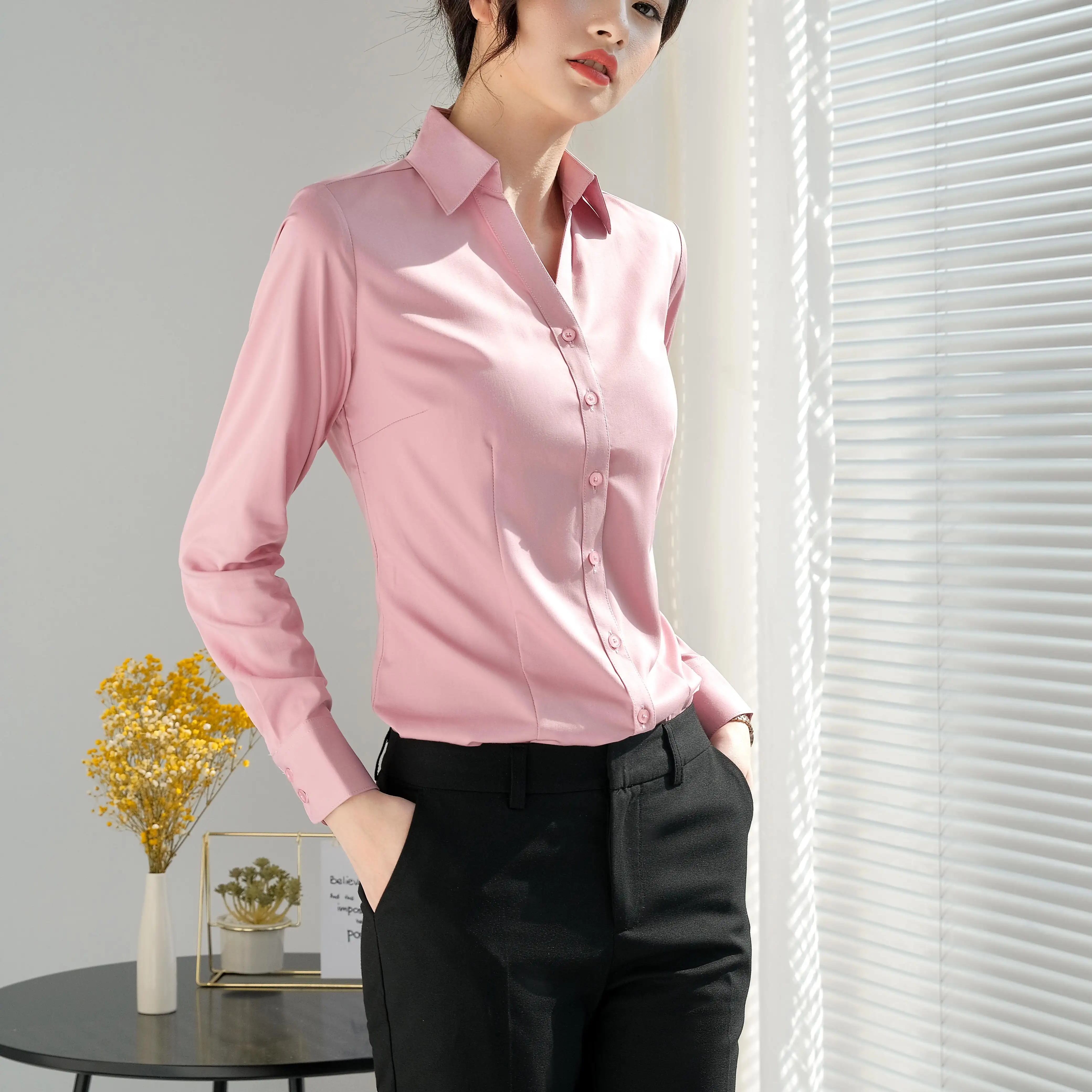 OEM ODM Custom logo whole bulk price Bamboo fibre long sleeve polyester spandex fitness shirts for women pink