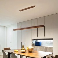 Lustre suspendu en bois massif de style nordique, CRI 95 élevé, LED dimmable pour restaurant, bar, comptoir, bureau, salon de thé, Wabi-Sabi