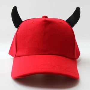 Cappellini da Baseball in Cotone con Corna, Cappello Snapback Hip Hop, Moda Punk da Uomo, Stile Diavolo - Product Image 1