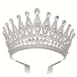 Tiara de Novia Personalizada y Duradera, Corona de Cristal con Pedrería y Serigrafía, Accesorios de Lujo para el Cabello para Bodas y Graduaciones - Product Image 2