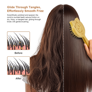 Lindo Mini Niños Portátil Gato Forma Cojín de aire Masaje Peine de madera Ecológico Bambú Niños Masaje Cepillo de pelo - Product Image 4