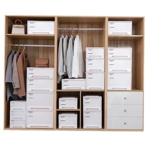 Boîte de rangement en plastique rectangulaire, couleur unie, facile à nettoyer, type autoportant, pour organiser les vêtements à la maison - Product Image 5