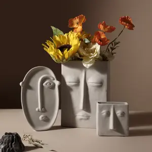 Yatak odası oturma odası sundurma çiçek düzenleme İskandinav yaratıcı seramik basit yüz çiçek vazo ev dekorasyon için